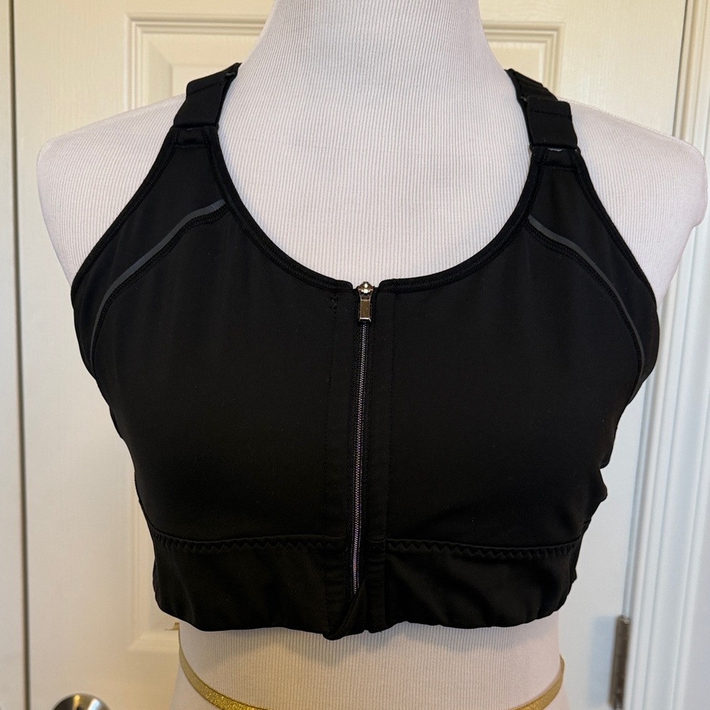 Athleta Zip It Black Front-Zip Sports Bra